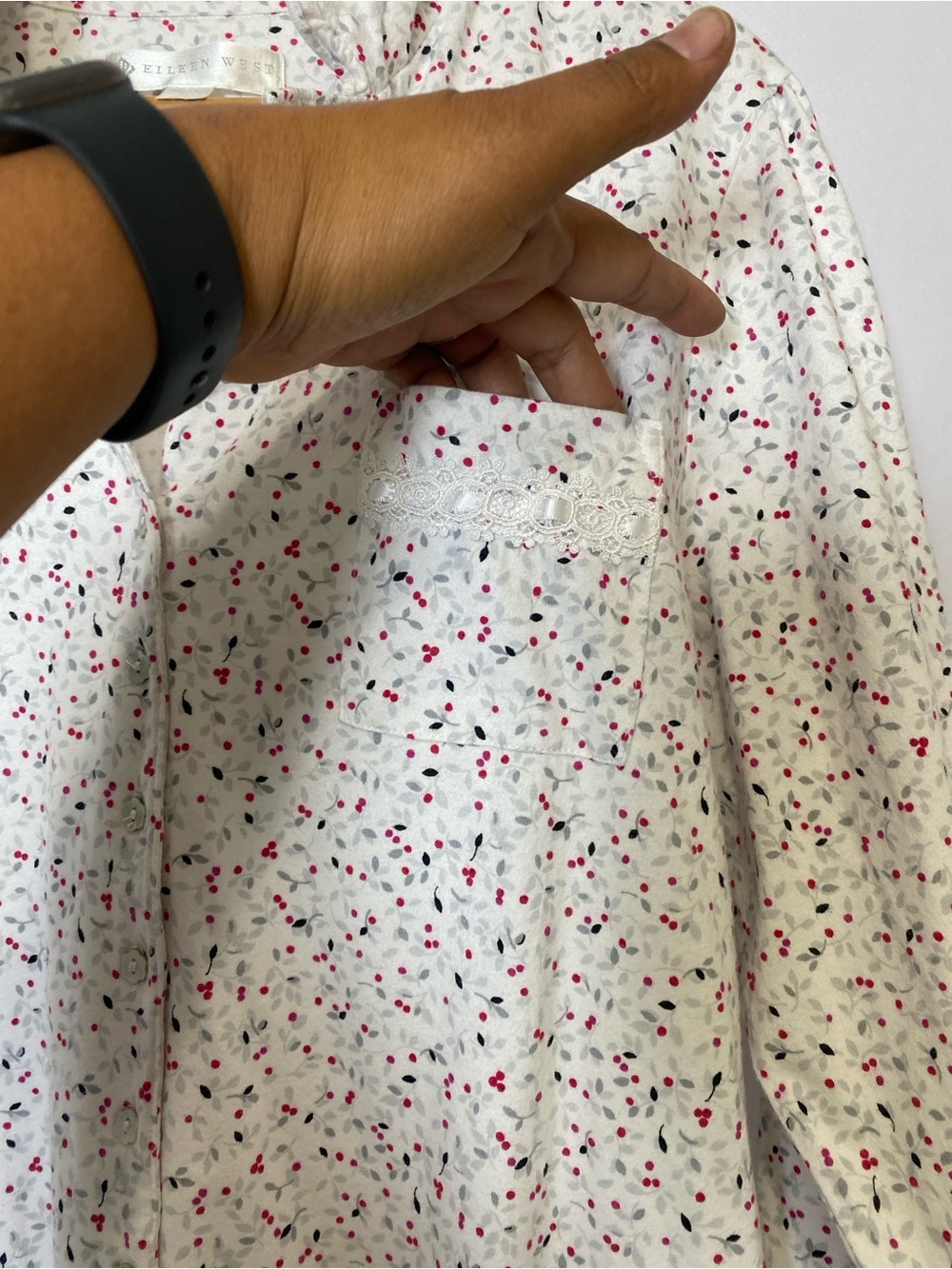 Eileen West Cream Floral Button-Front Nightshirt - Picture 3 of 9